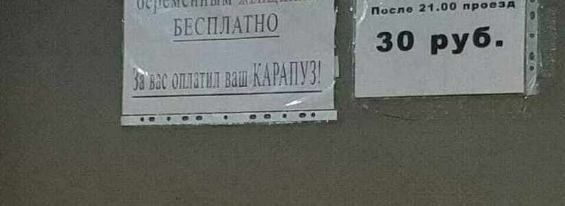 «За вас оплатил ваш карапуз!». Жители Новороссийска заметили в маршрутке необычное объявление