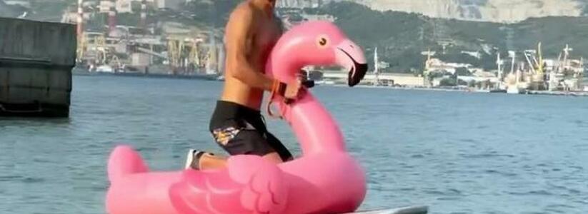 В море Новороссийска появился наездник на розовом фламинго