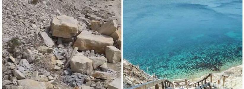 Знаменитую анапскую лестницу в 400 ступеней к Черному морю завалило камнями