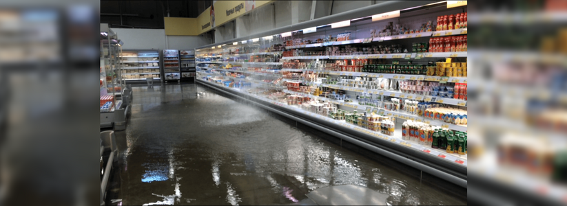 "Вода просто хлестала с потолка!": очевидцы засняли на видео, как  в новороссийском гипермаркете «Лента» произошел потоп