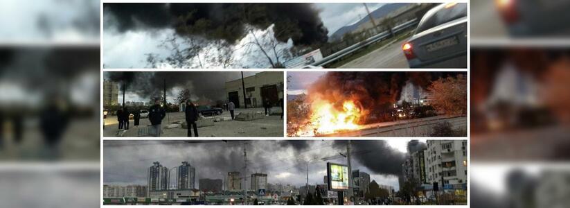 В Новороссийске случился пожар на свалке: черные клубы дыма было видно из разных районов города