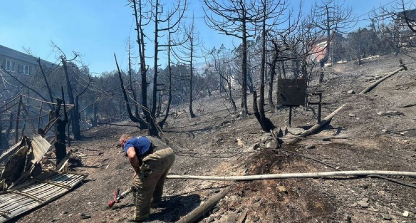 По тревоге для тушения пожара в районе Сухой Щели был поднят весь личный состав службы спасения Новороссийска