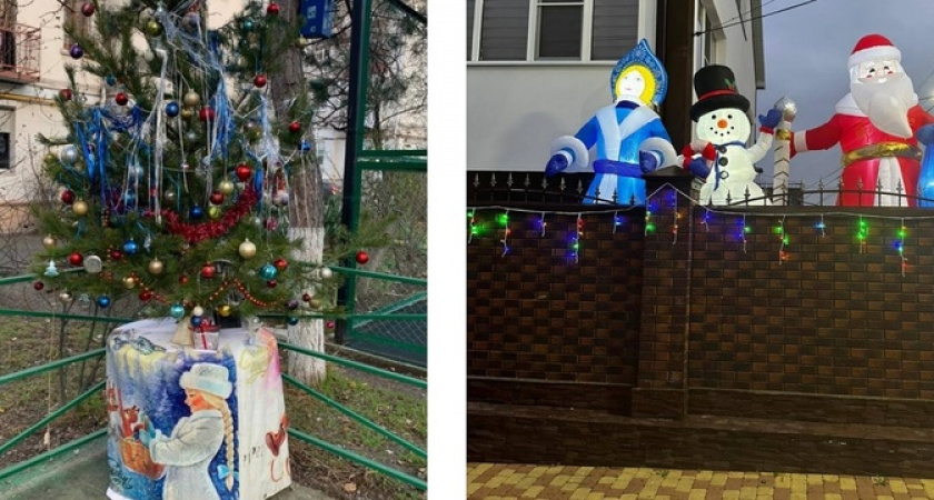 Новороссийцы украшают дворы и подъезды к Новому году: горожане сами создают атмосферу праздника в городе