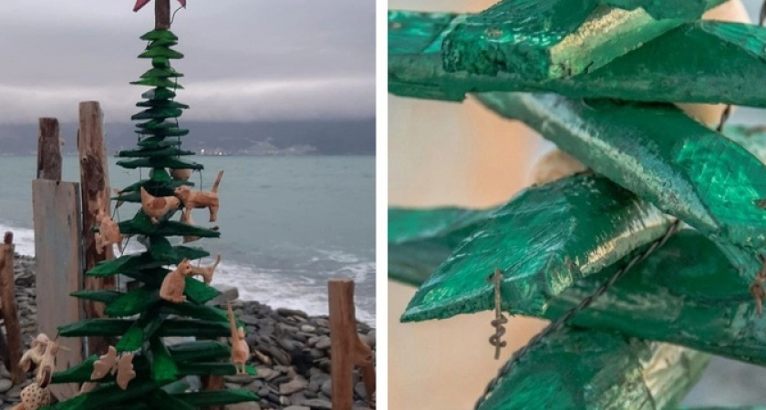 В Новороссийске вандалы «раздели» елочку, установленную на мысе Суджук