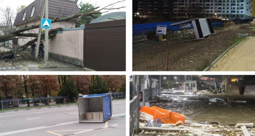 Волны вышли на дорогу, а по улицам летали ларьки и остановки: как Новороссийск пережил ночной ураган