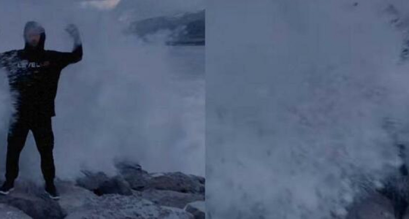 "Еще пойду!": в Геленджике парня смыло штормовой волной