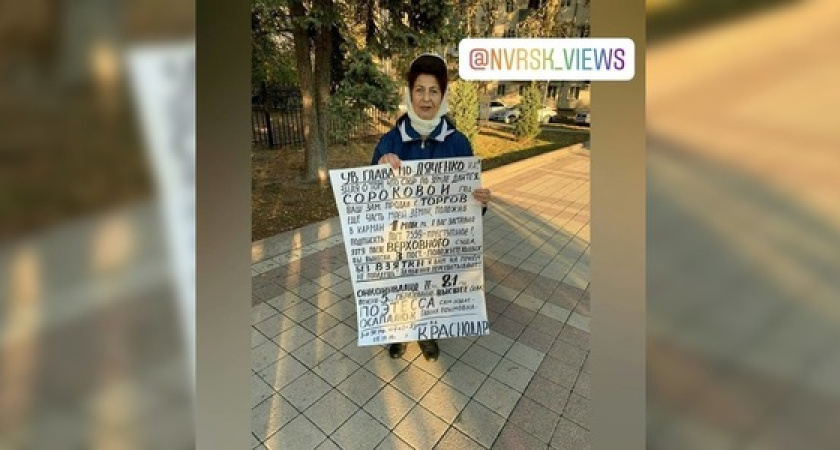 «Без взятки к вам на прием не попадешь»: пенсионерка устроила пикет у здания администрации Новороссийска