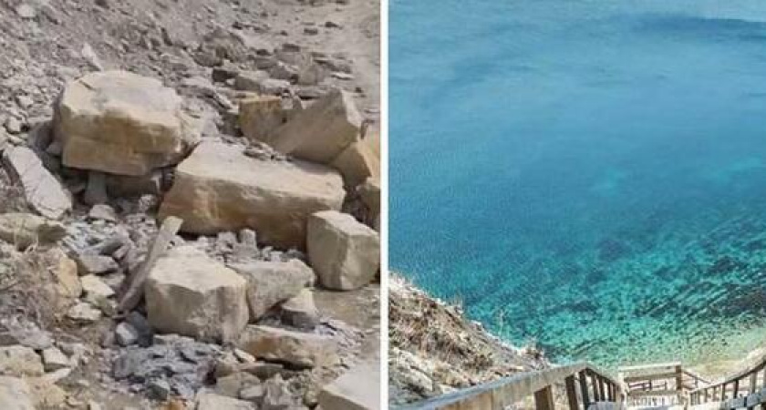 Знаменитую анапскую лестницу в 400 ступеней к Черному морю завалило камнями