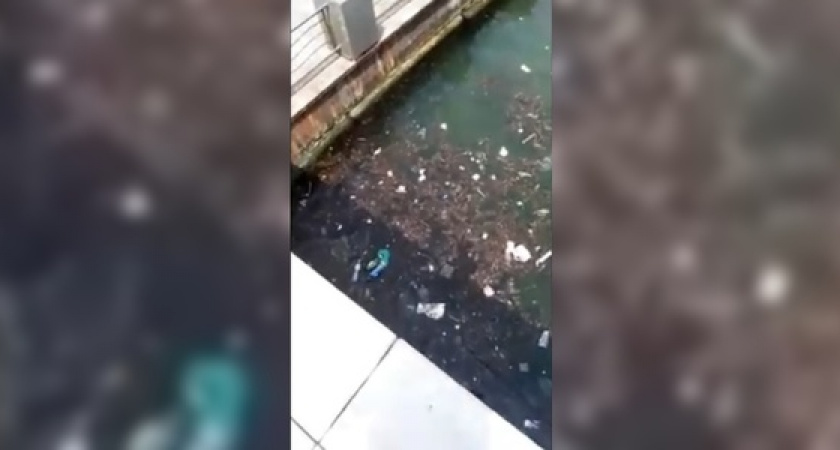 Жители Новороссийска сняли на видео кучи мусора, плавающие в море у берега