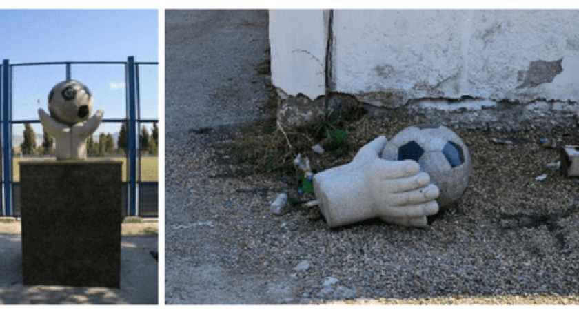 В Новороссийске на задворках Дворца Творчества валяется скульптура, установленная на бюджетные деньги