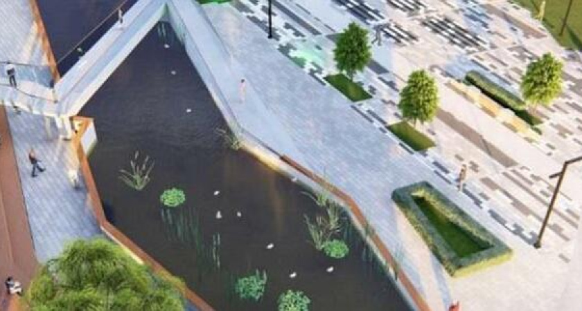 В парке фрунзе Новороссийска реконструируют пруд: теперь он не будет мелеть из-за засухи