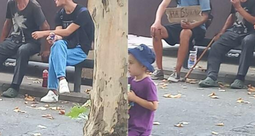 В центре Новороссийска мужчины собирают деньги "на бухло"