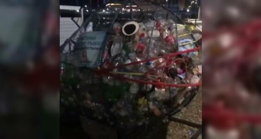 «Страшно, аж жуть…»: сетчатая рыбка для сбора пластика на пляже в Алексино забита мусором