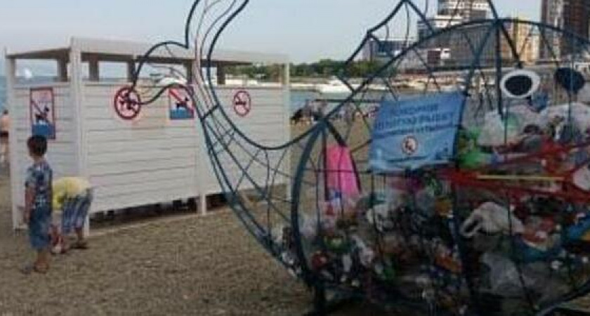 Сетчатой рыбке, которая была установлена на городском пляже для сбора пластика, уменьшат рот