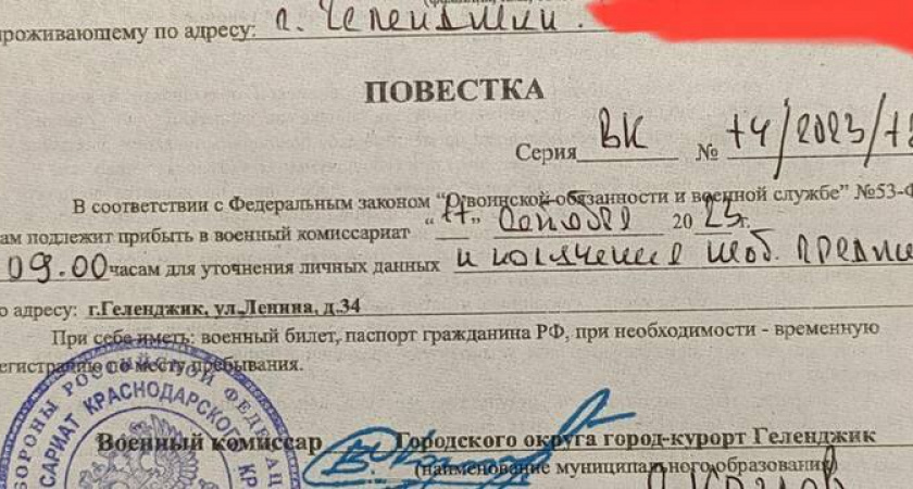 В Геленджике раздают повестки в военкомат на избирательных участках 