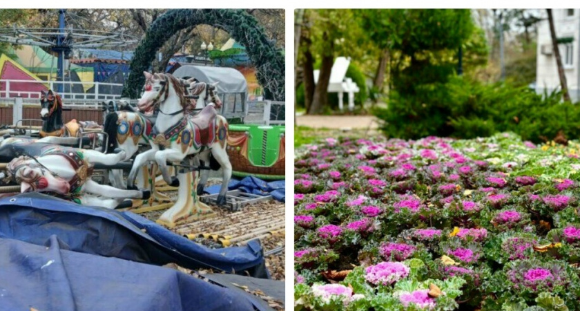 В Ленинском парке Новороссийска сажают цветы и демонтируют аттракционы