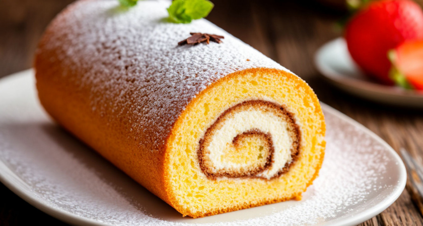 Бисквитный рулет "Пятиминутка" с ягодами: простой и вкусный рецепт из знаменитой тетради мамы