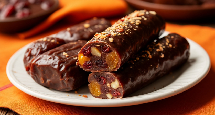 Как приготовить шоколадную колбаску с сухофруктами без духовки - нужно всего 10 минут