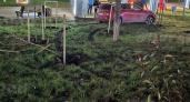 В Новороссийске автомобиль заехал на газон и сломал дерево в сквере 75-летия Победы