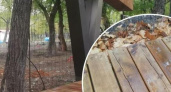 Деревянная обшивка мраморного парапета в парке Фрунзе Новороссийска уже дала несколько трещин и подверглась атаке вандалов