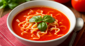 Когда в кармане пусто, а хочется вкусно: бюджетный томатный суп с вермишелью и зелёным луком