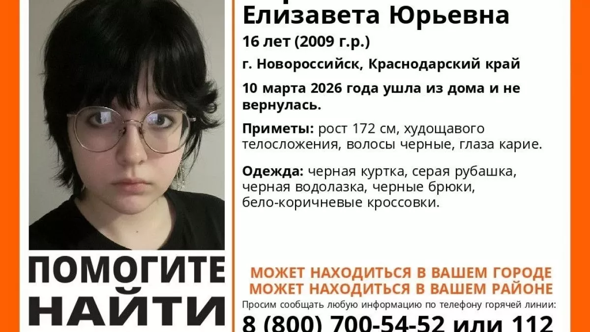 В Новороссийске вторые сутки ищут без вести пропавшую 16-летнюю девочку 