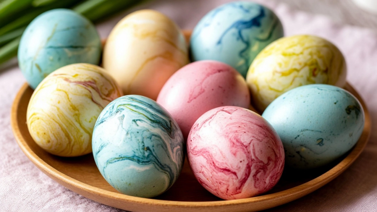 Не выбрасывайте старые колготки: хитрый способ покрасить яйца на Пасху с мраморным эффектом
