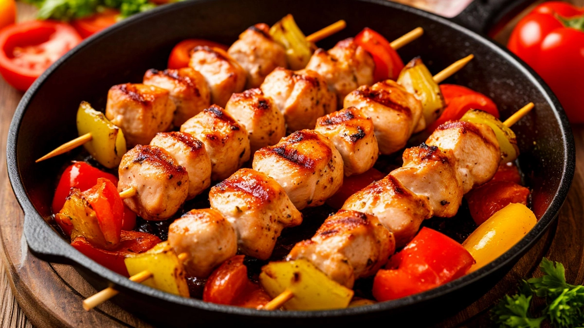 Шашлык без мангала: сочное куриное мясо с хрустящей корочкой за 12 минут на обычной сковороде