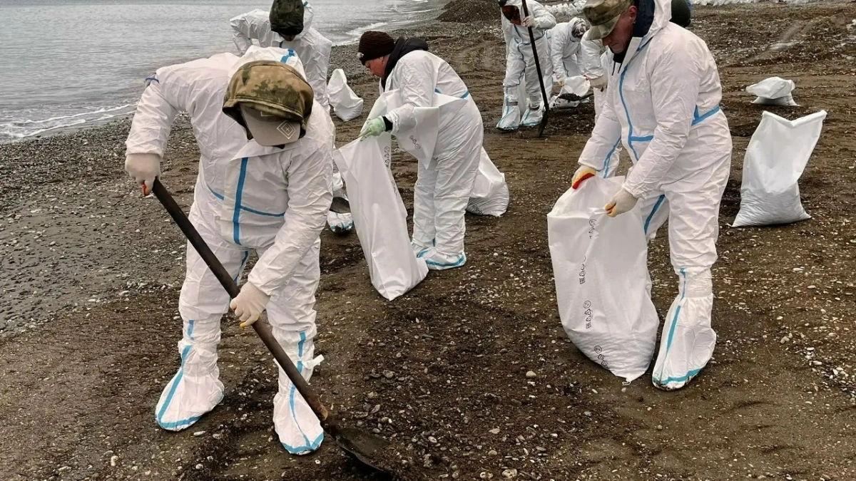 18,5 тысяч «кубов» мазута: в Туапсе круглосуточно чистят берег и реку после разлива нефти 
