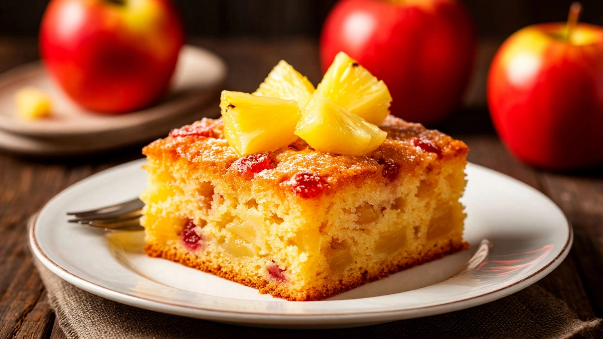 Нежный фруктовый пирог с ананасом и яблоками: настроение в каждом кусочке