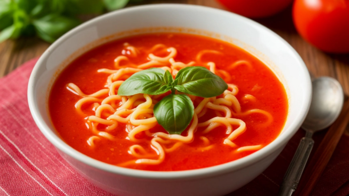 Когда в кармане пусто, а хочется вкусно: бюджетный томатный суп с вермишелью и зелёным луком